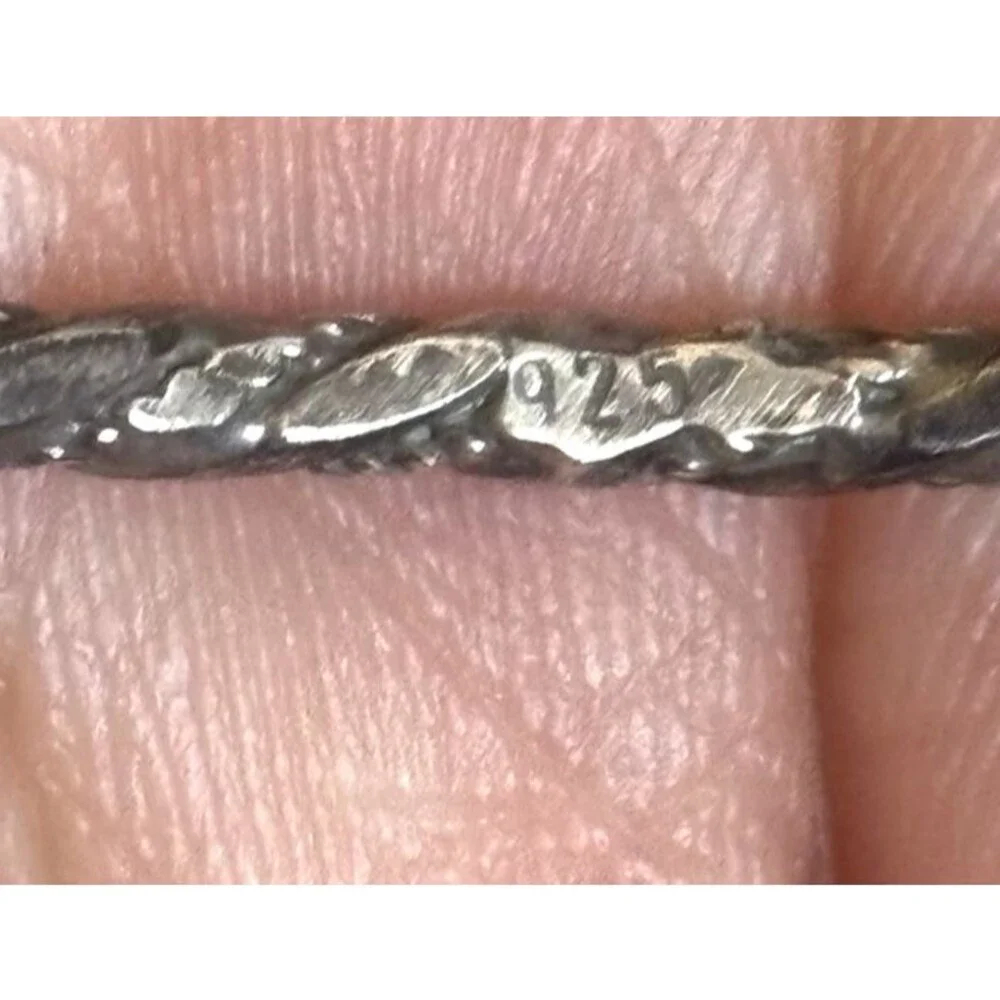 Vintage Sterling Silver 925 Twisted Rope Design Bangle Bracelet Jewelry Retro